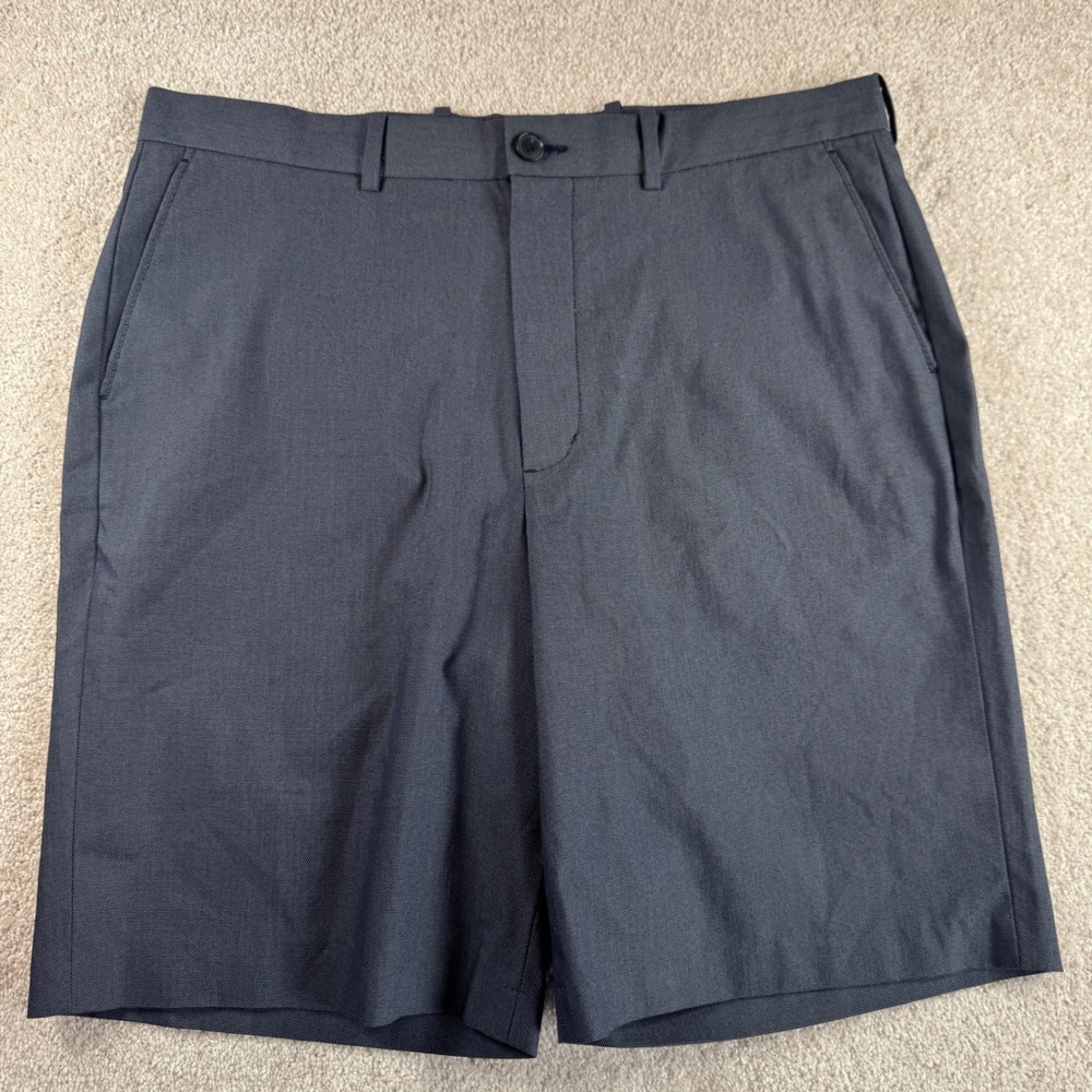John W. Nordstrom Mens 36W Navy Blue Micro Dot Cotton Blend Stretch Chino Shorts